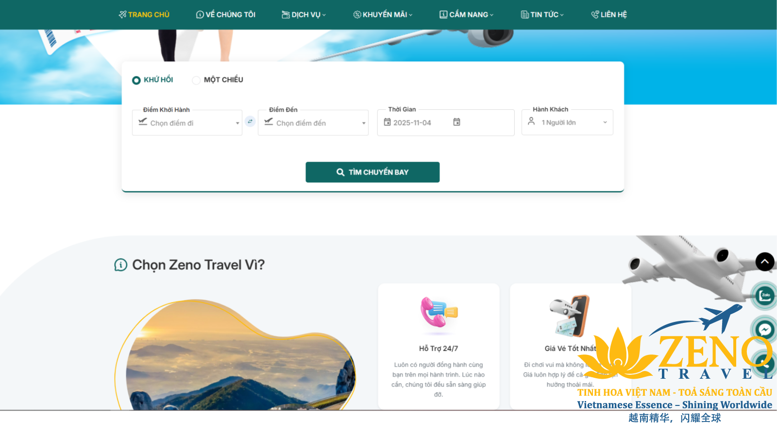 Hệ thống tra cứu vé máy bay thông minh của Zeno Travel